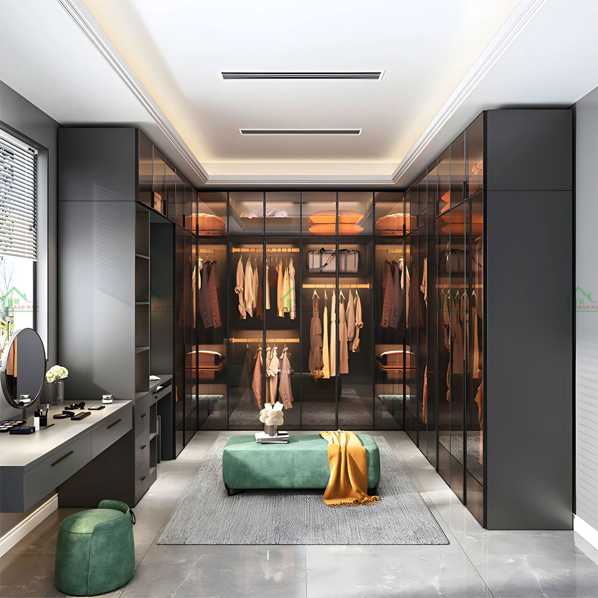 Tủ Quần Áo Gỗ Cánh Kính Đẹp TK34