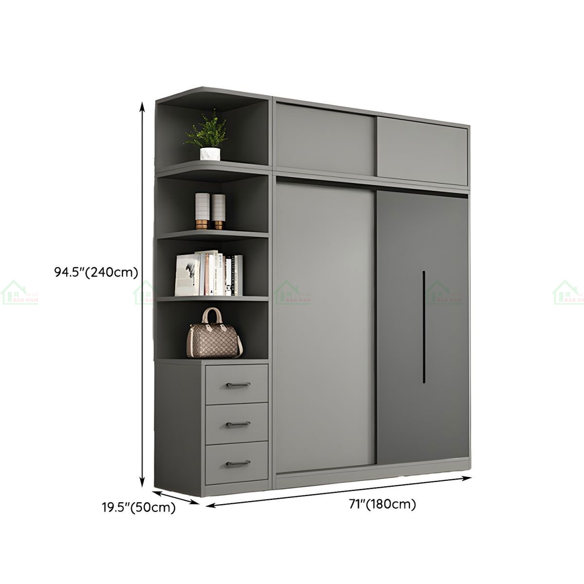 Tủ Quần Áo Gỗ Công Nghiệp MDF 3 Cánh Lùa Đẹp Hiện Đại TAL20