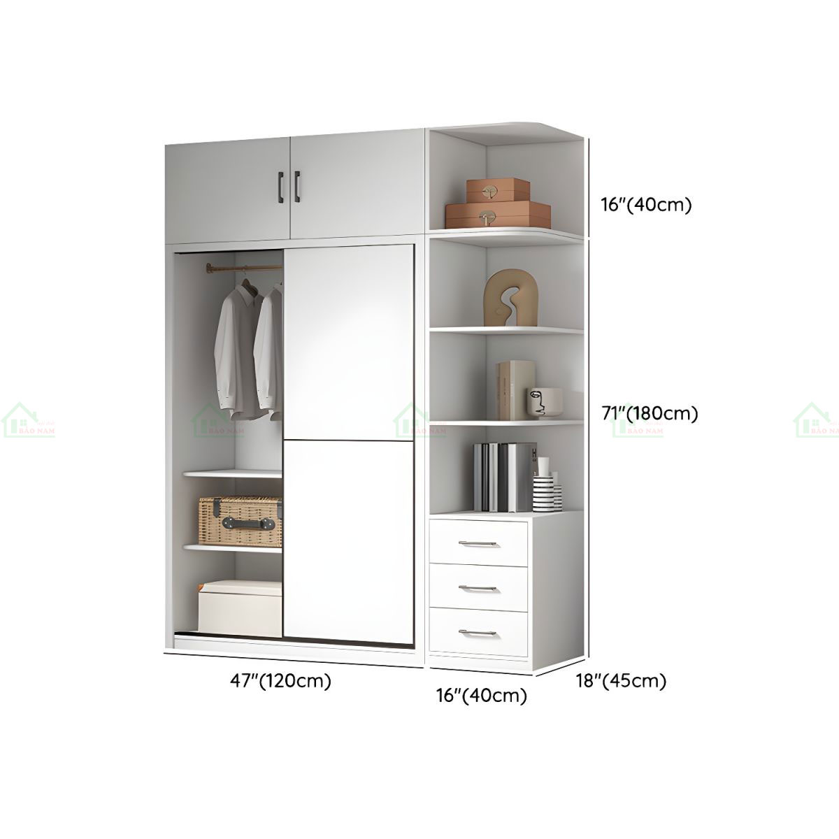 Tủ Quần Áo Gỗ Cửa Lùa TAL36