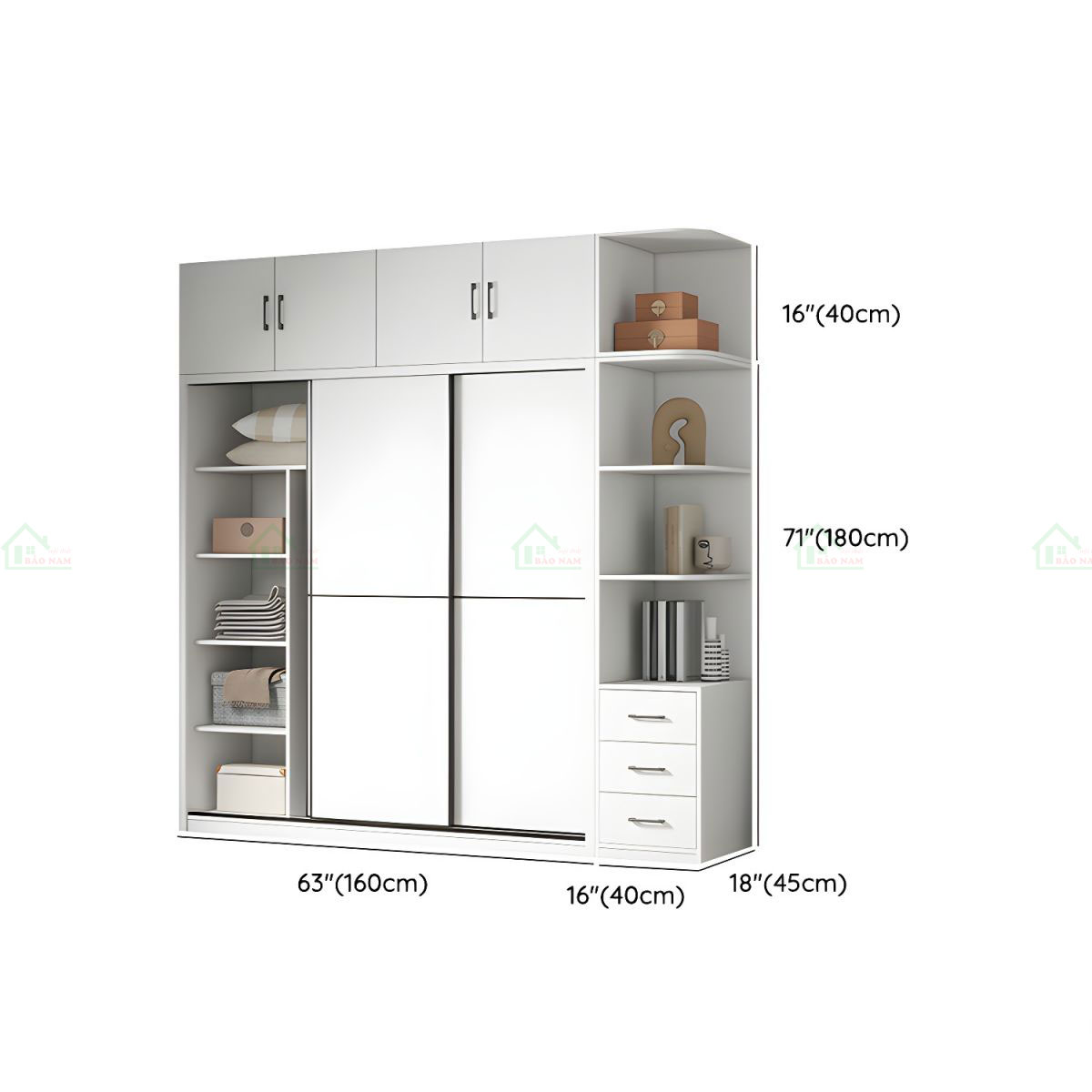 Tủ Quần Áo Gỗ Cửa Lùa TAL36