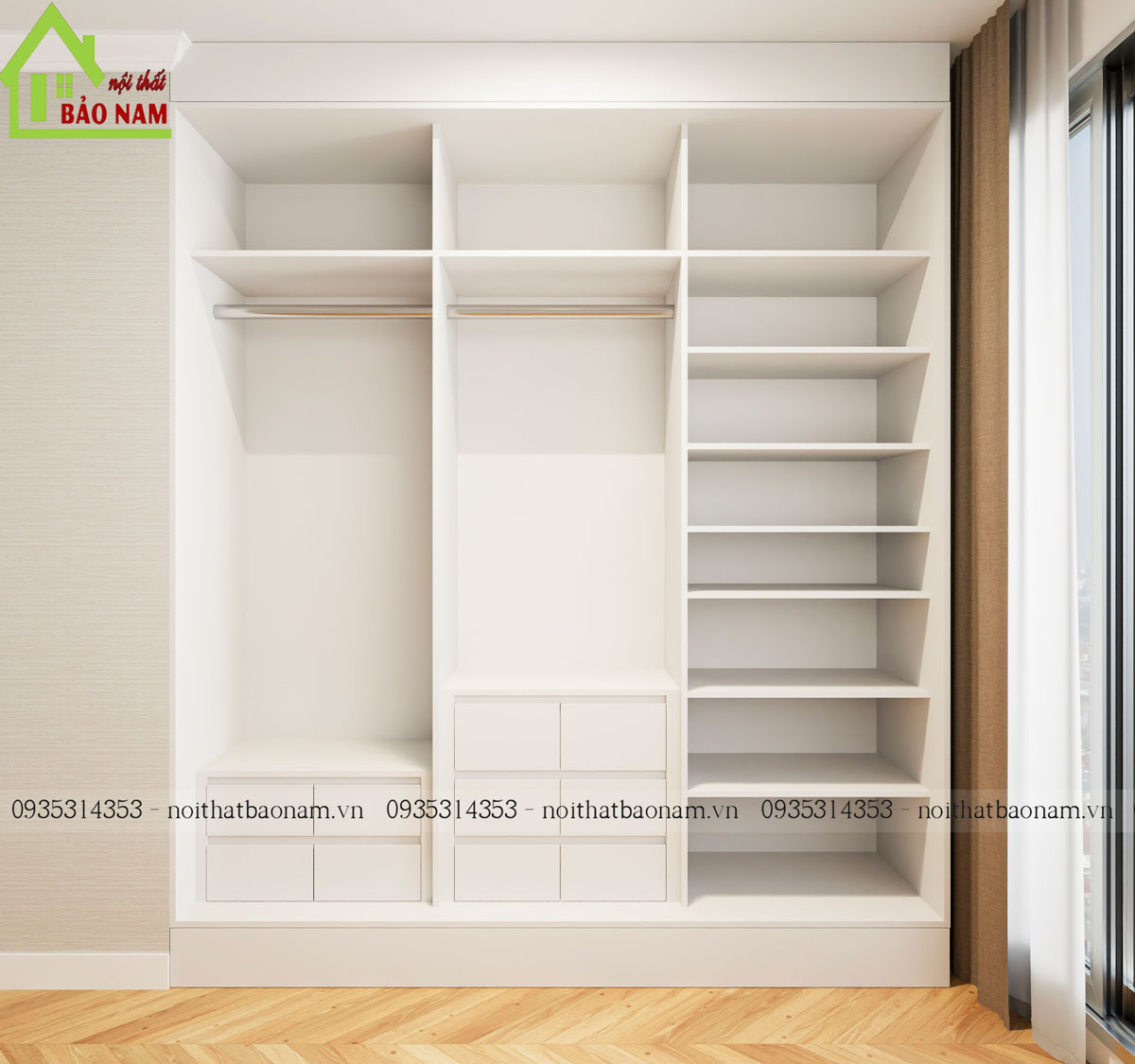 Tủ Quần Áo Gỗ Đẹp Hiện Đại TA27