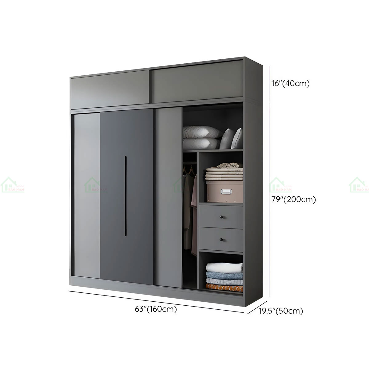 Tủ Quần Áo Gỗ MDF Cánh Lùa Hiện Đại TAL25