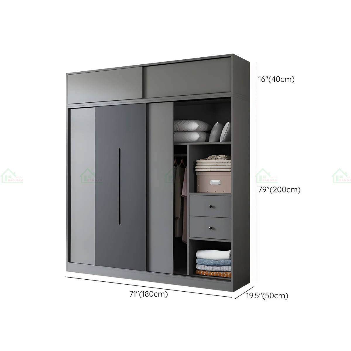 Tủ Quần Áo Gỗ MDF Cánh Lùa Hiện Đại TAL25