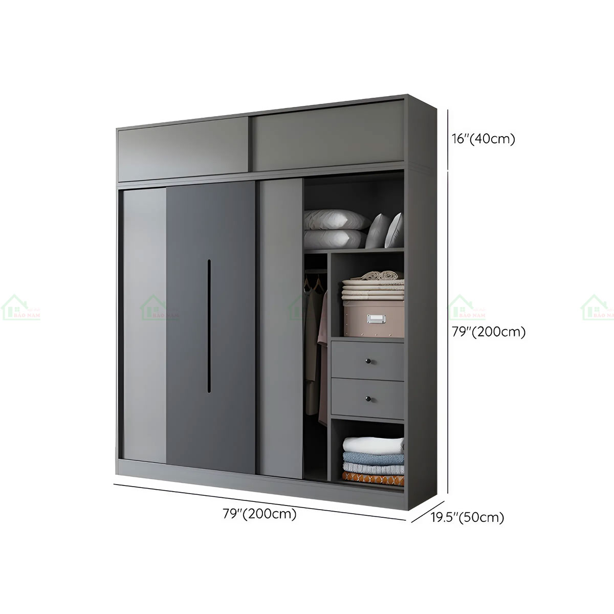 Tủ Quần Áo Gỗ MDF Cánh Lùa Hiện Đại TAL25