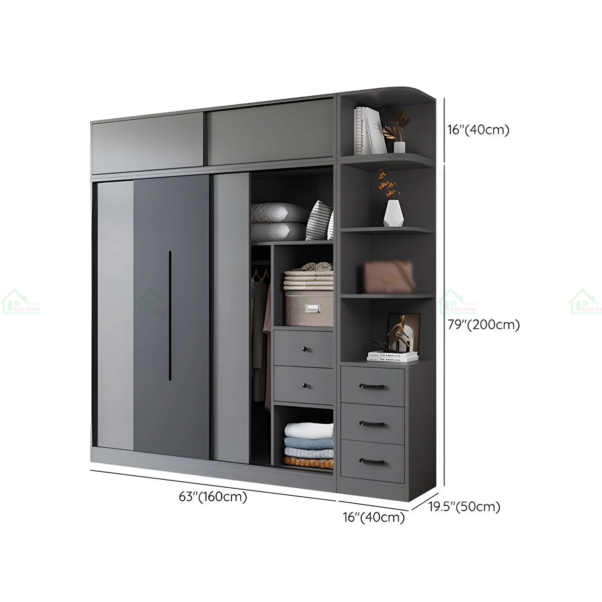 Tủ Quần Áo Gỗ MDF Cánh Lùa Hiện Đại TAL25