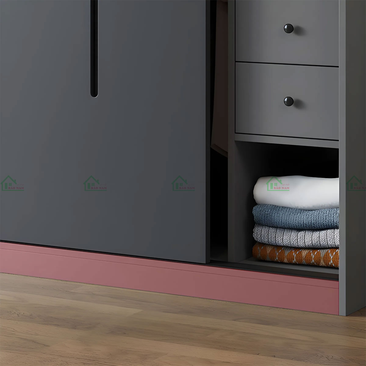 Tủ Quần Áo Gỗ MDF Cánh Lùa Hiện Đại TAL25