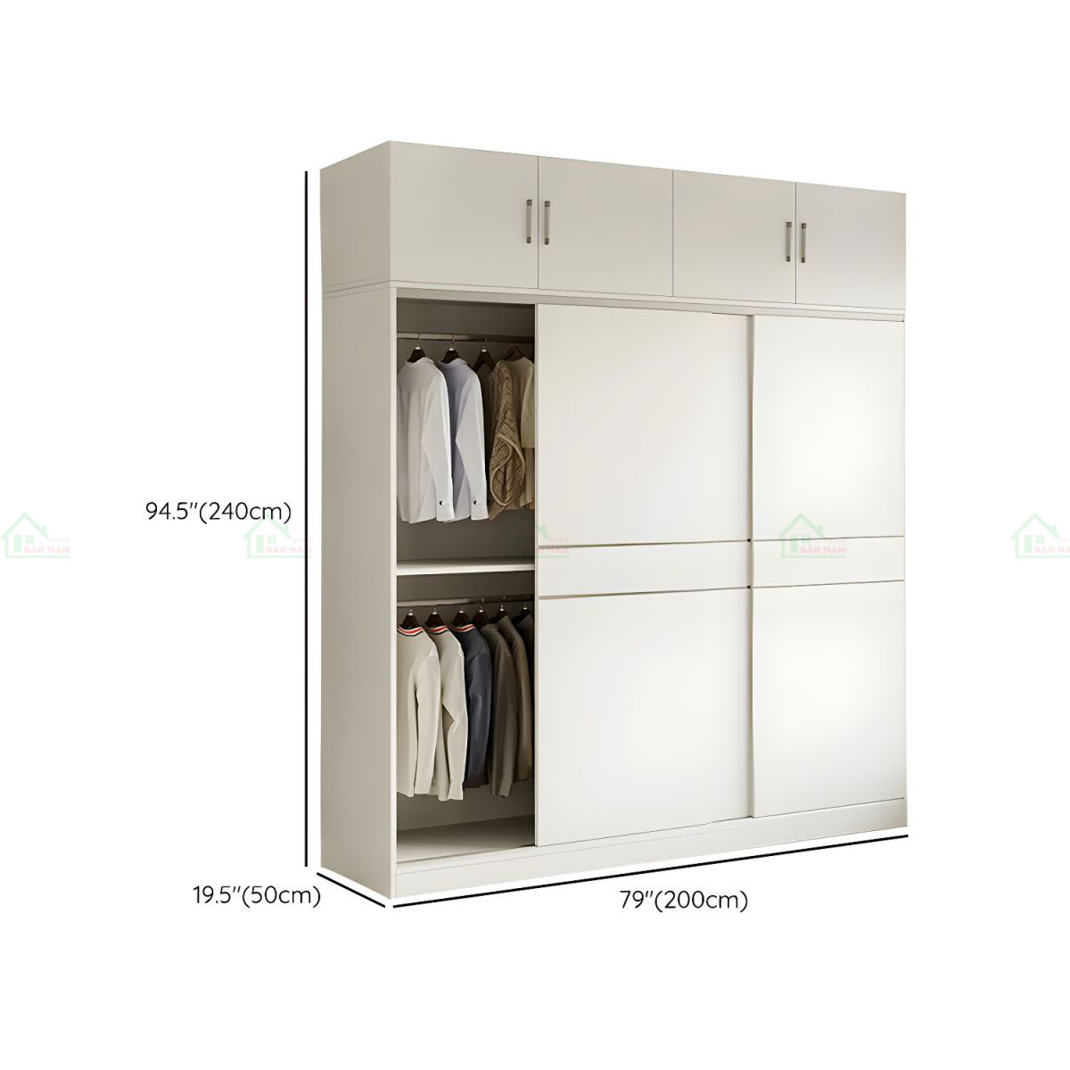 Tủ Quần Áo Gỗ MDF Cánh Lùa Màu Trắng Đẹp Hiện Đại TAL19