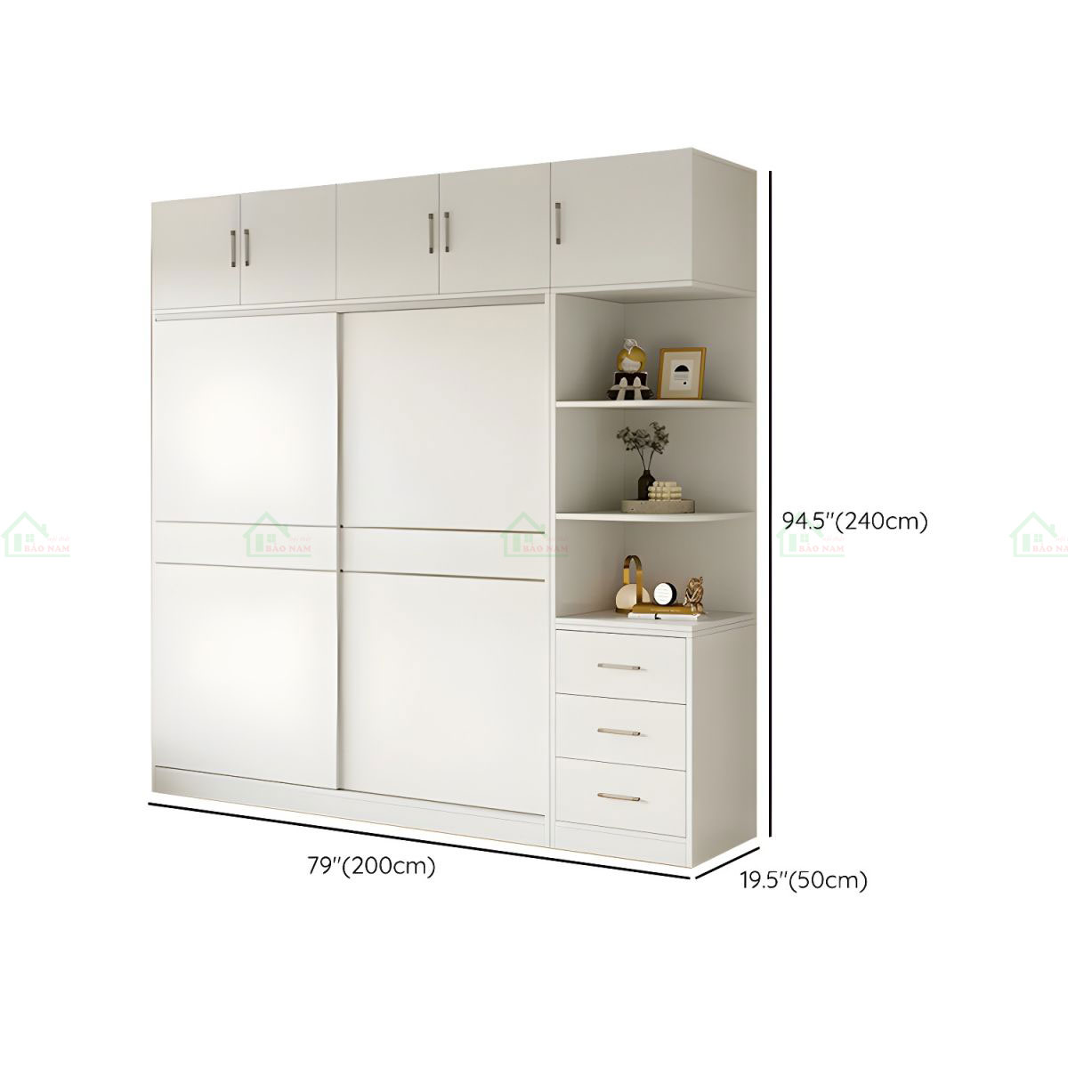 Tủ Quần Áo Gỗ MDF Cánh Lùa Màu Trắng Đẹp Hiện Đại TAL19