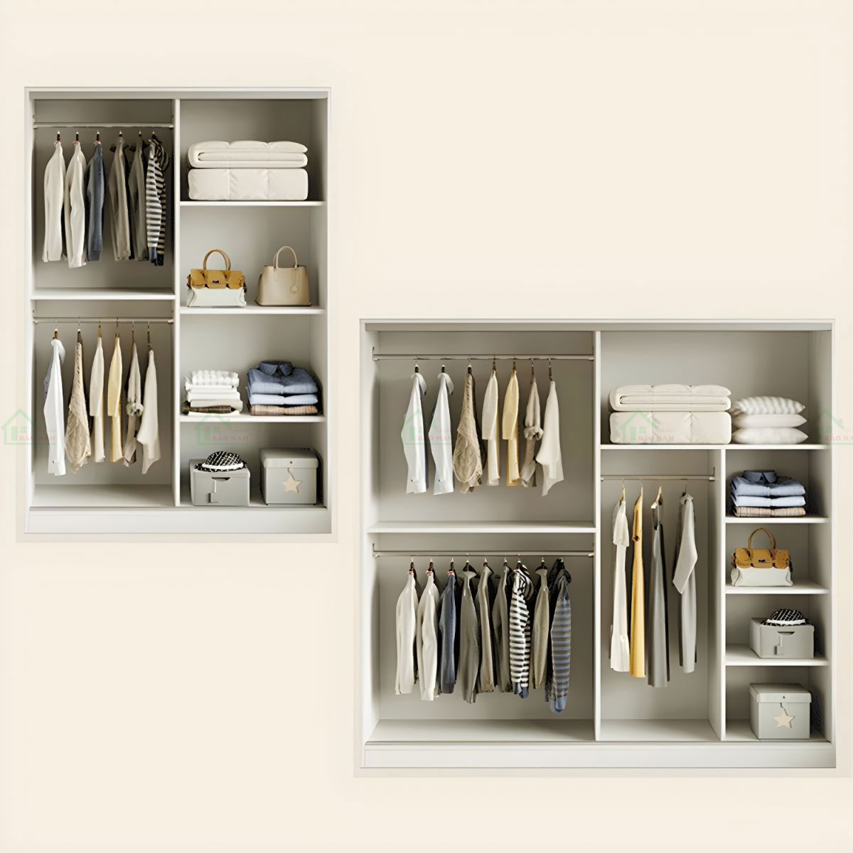 Tủ Quần Áo Gỗ MDF Cánh Lùa Màu Trắng Đẹp Hiện Đại TAL19