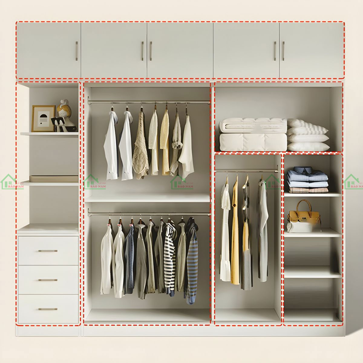 Tủ Quần Áo Gỗ MDF Cánh Lùa Màu Trắng Đẹp Hiện Đại TAL19