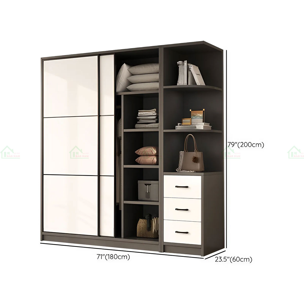 Tủ Quần Áo Gỗ MDF Cửa Lùa Đẹp Hiện Đại TAL15
