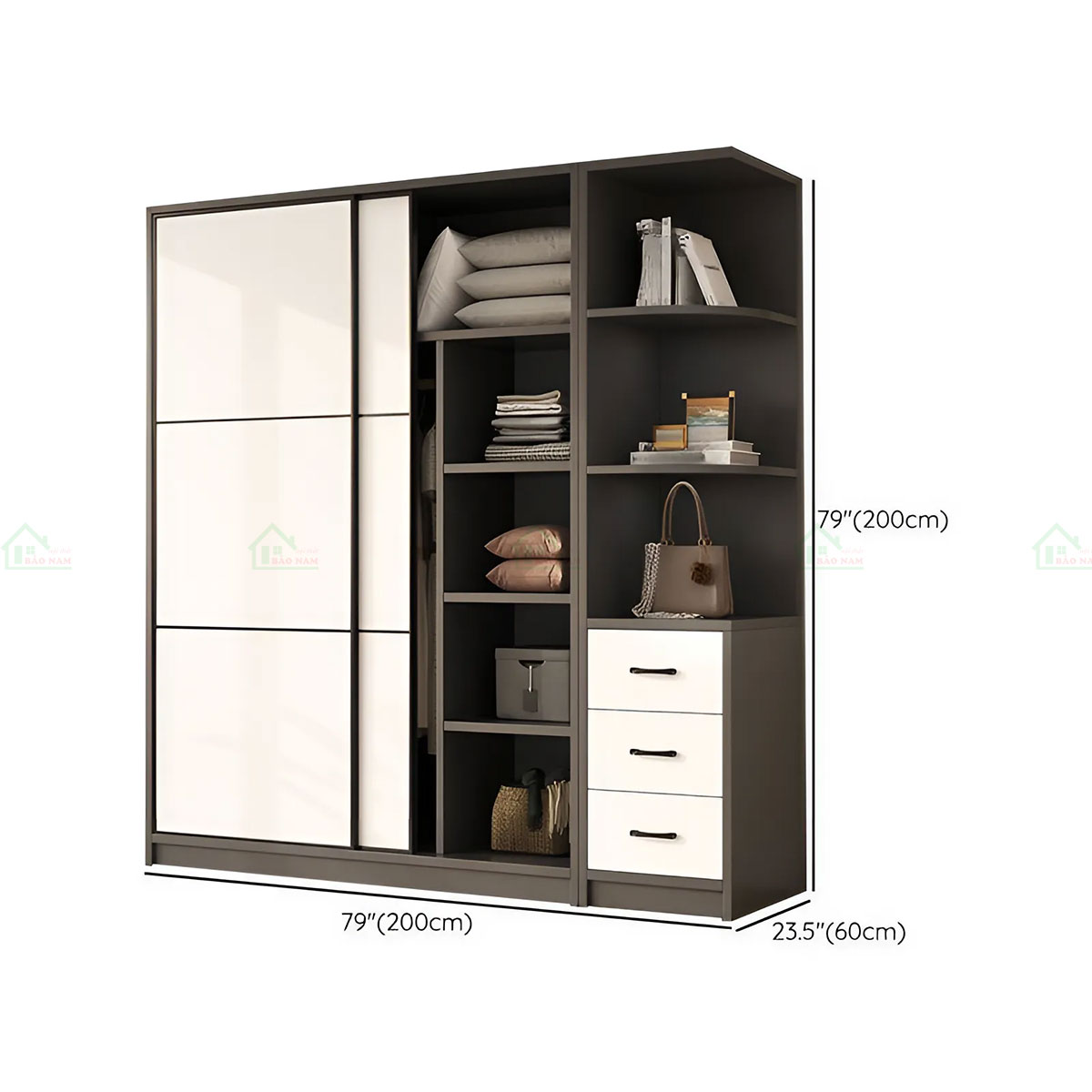 Tủ Quần Áo Gỗ MDF Cửa Lùa Đẹp Hiện Đại TAL15