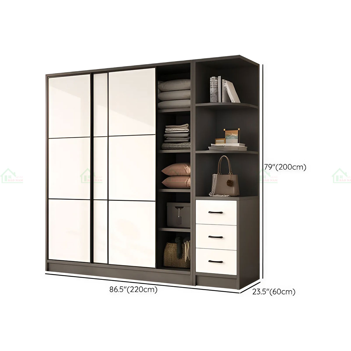 Tủ Quần Áo Gỗ MDF Cửa Lùa Đẹp Hiện Đại TAL15