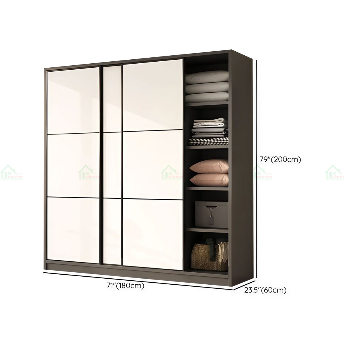 Tủ Quần Áo Gỗ MDF Cửa Lùa Đẹp Hiện Đại TAL15