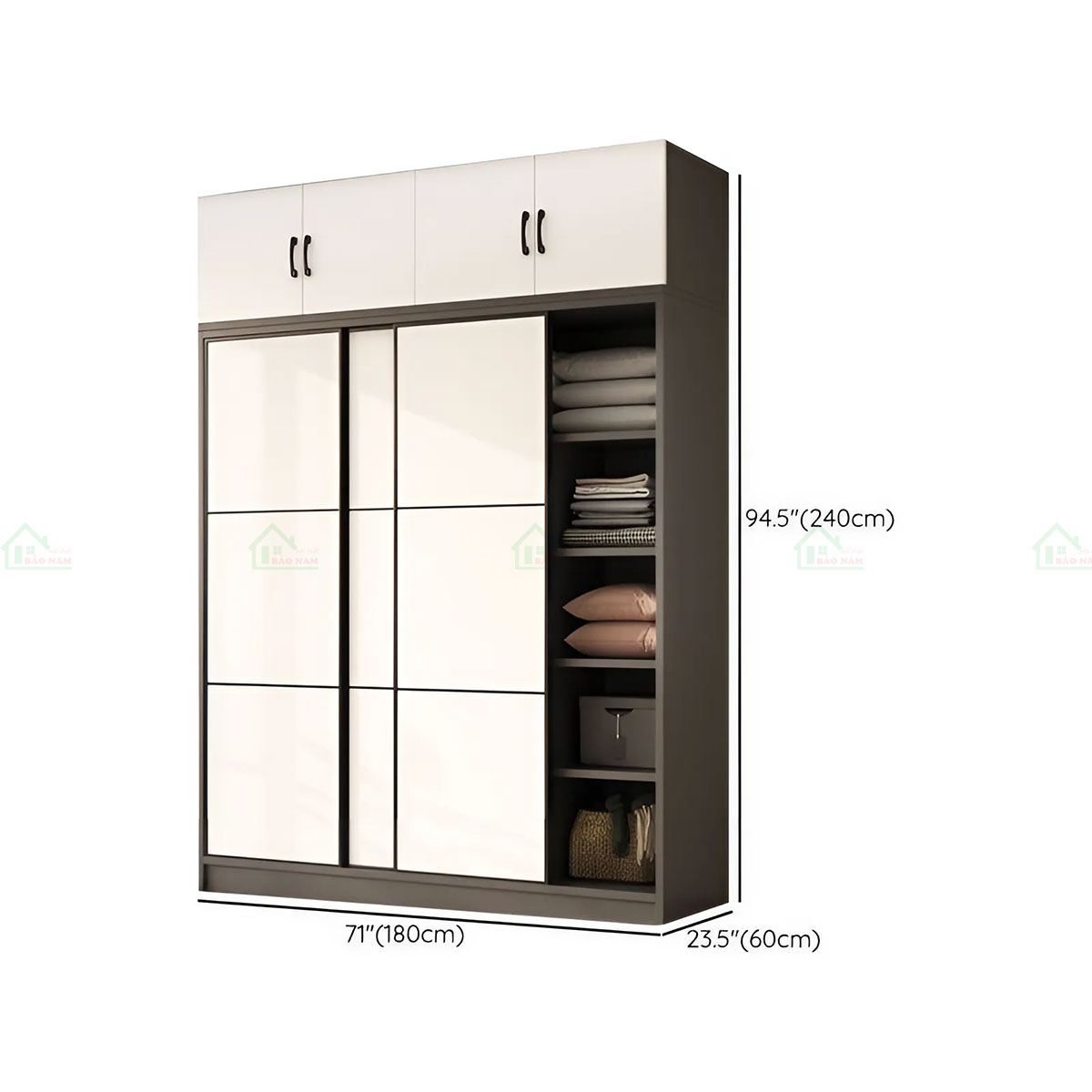 Tủ Quần Áo Gỗ MDF Cửa Lùa Đẹp Hiện Đại TAL15