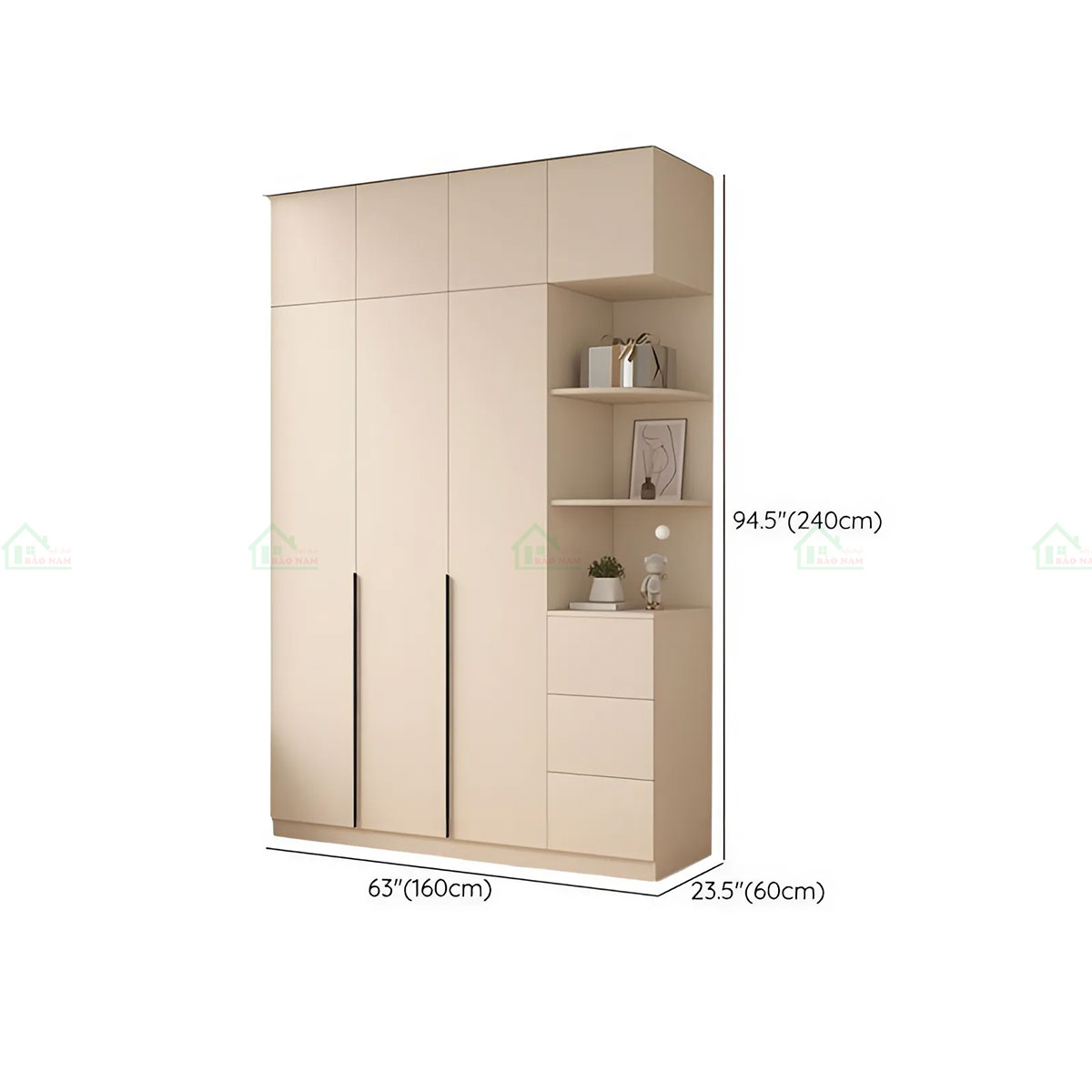 Tủ Quần Áo Gỗ MDF Kết Hợp Bàn Phấn Hiện Đại TA44