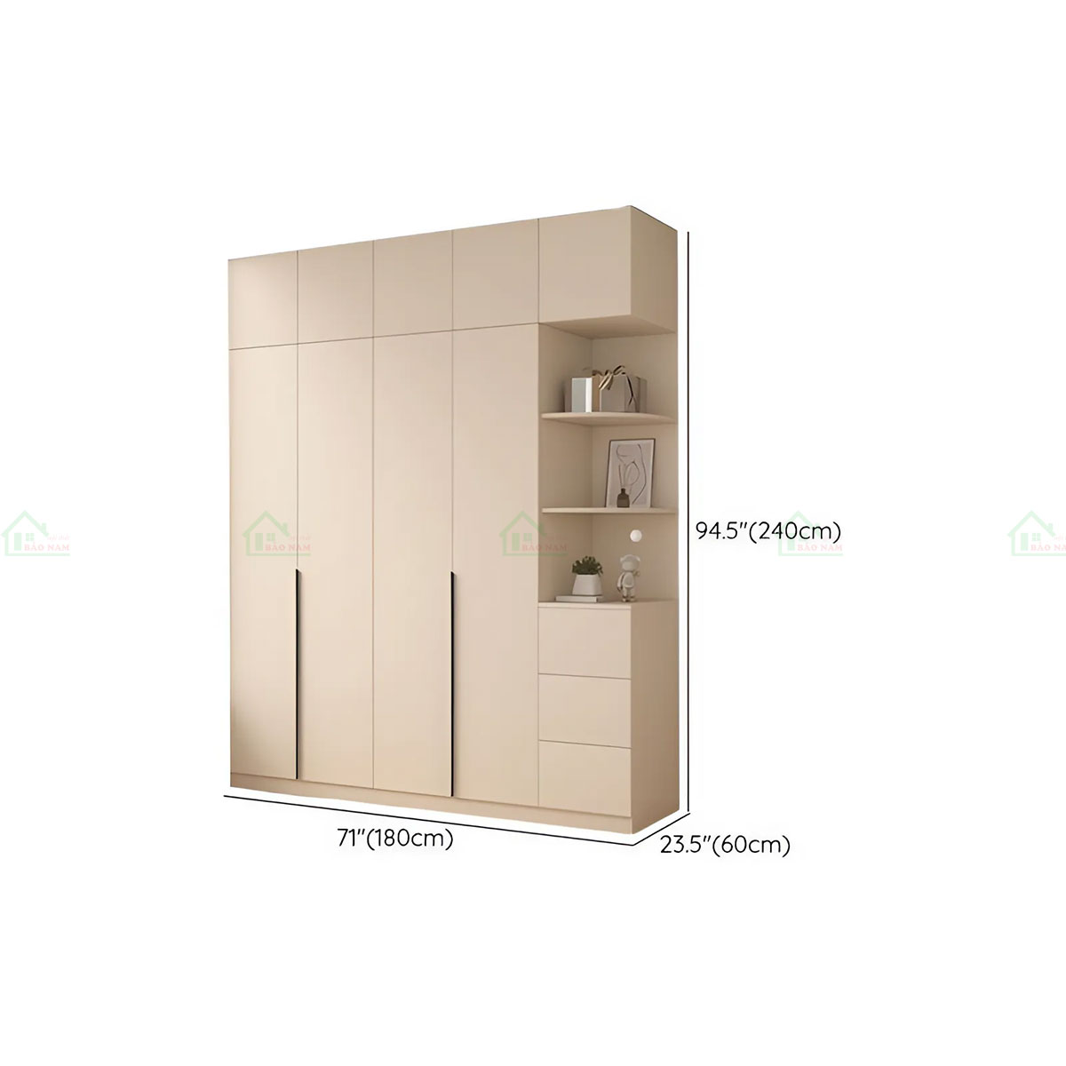 Tủ Quần Áo Gỗ MDF Kết Hợp Bàn Phấn Hiện Đại TA44