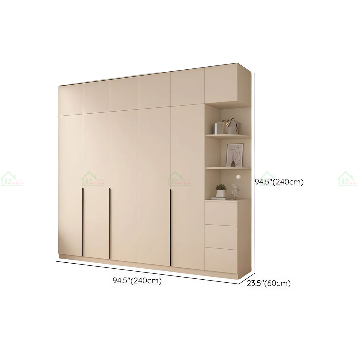 Tủ Quần Áo Gỗ MDF Kết Hợp Bàn Phấn Hiện Đại TA44