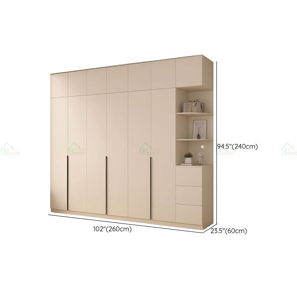 Tủ Quần Áo Gỗ MDF Kết Hợp Bàn Phấn Hiện Đại TA44