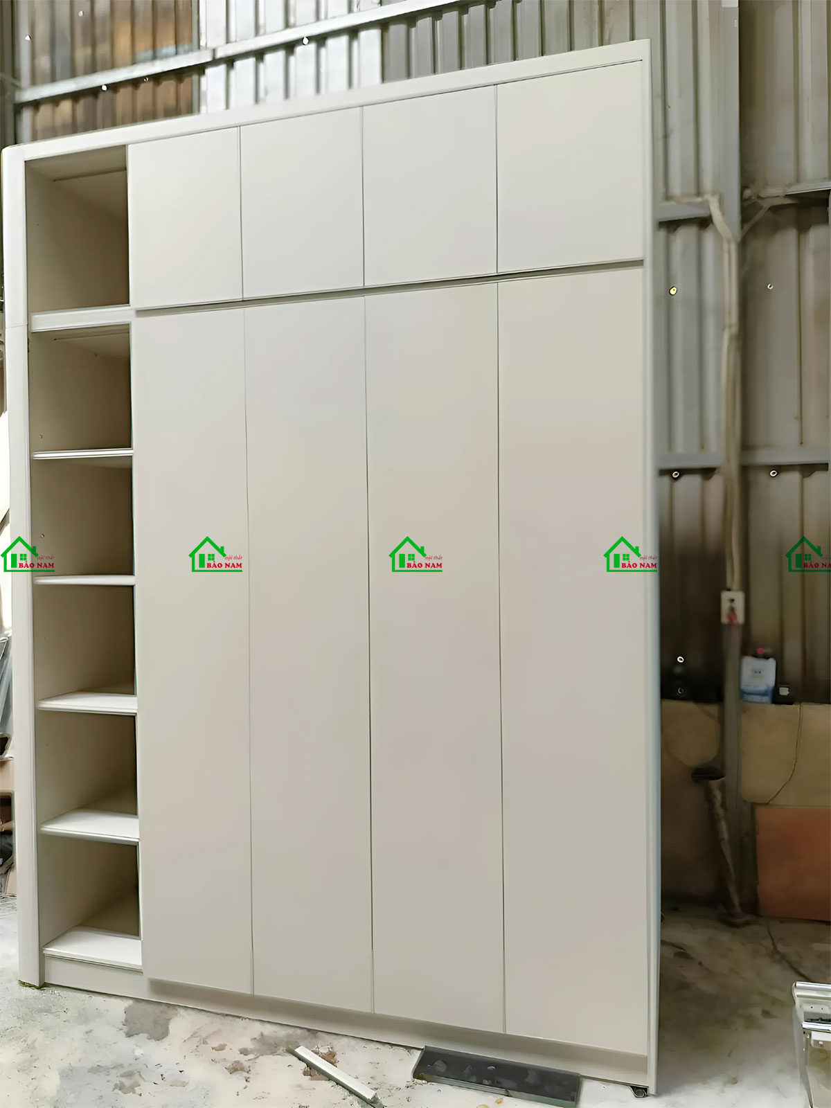 Thi Công Thực Tế: Tủ Quần Áo Gỗ MDF Màu Kem Đẹp Hiện Đại TA31