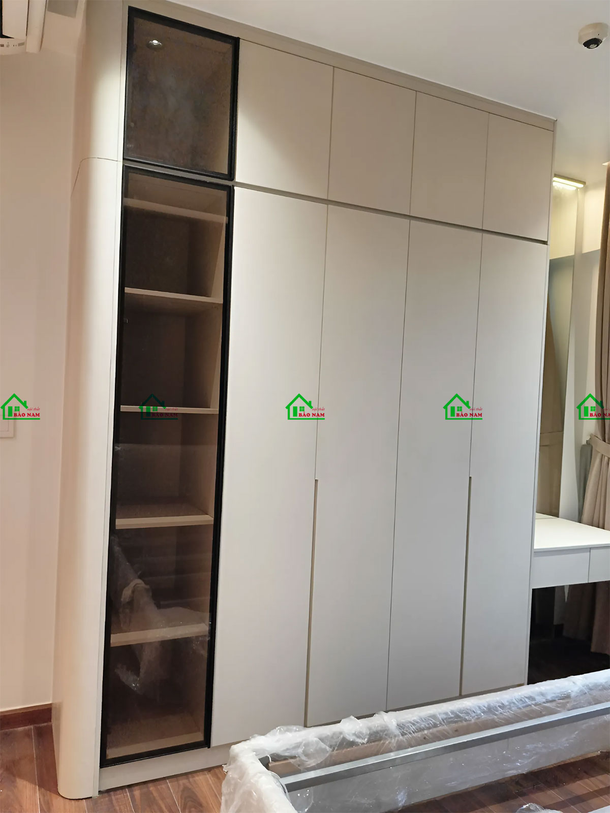 Thi Công Thực Tế: Tủ Quần Áo Gỗ MDF Màu Kem Đẹp Hiện Đại TA31