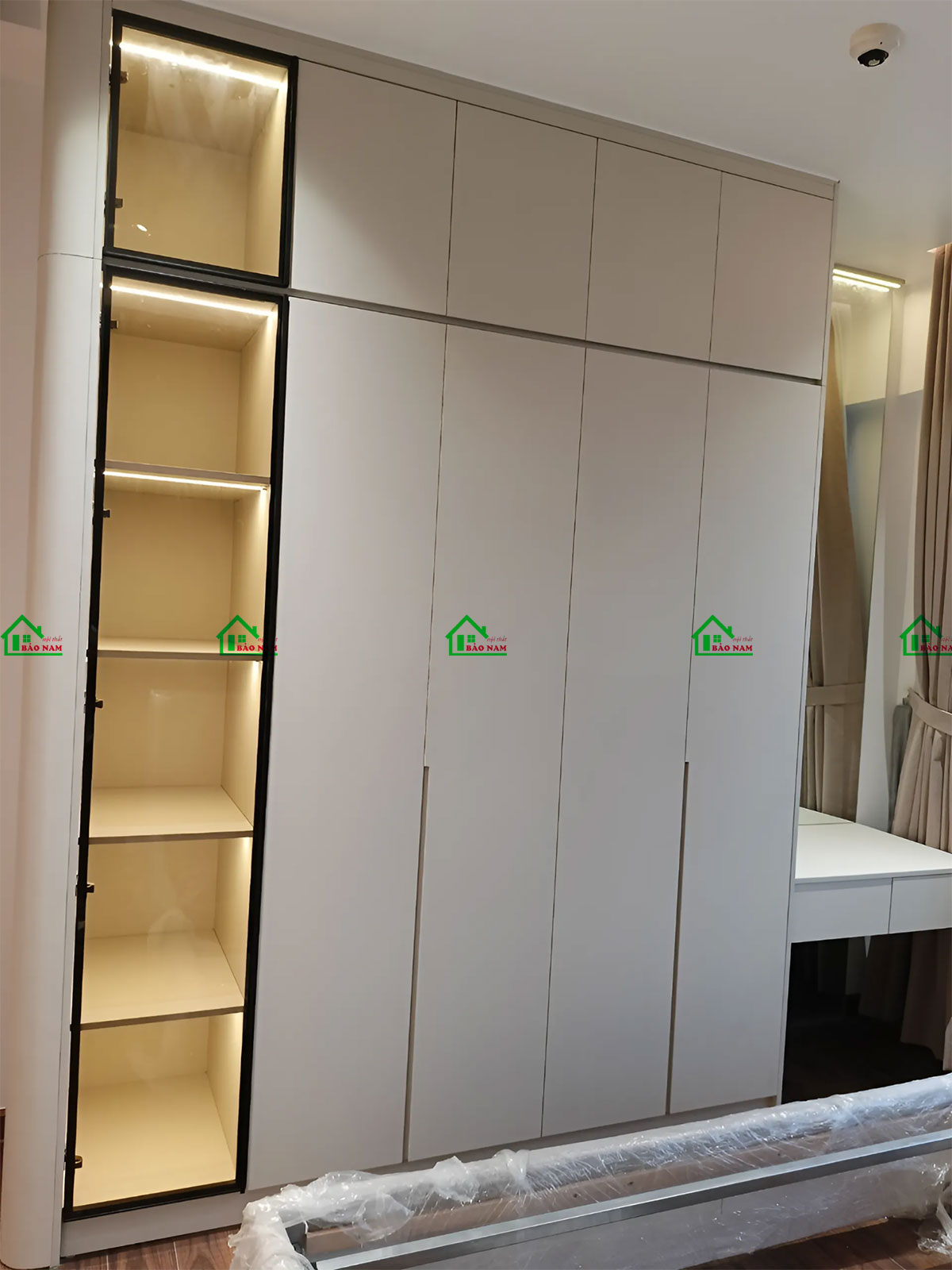 Thi Công Thực Tế: Tủ Quần Áo Gỗ MDF Màu Kem Đẹp Hiện Đại TA31