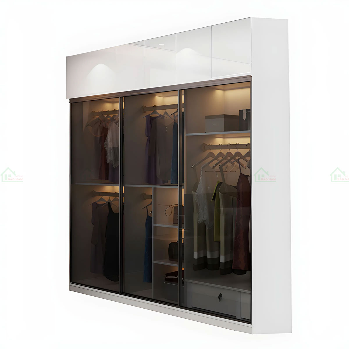 Tủ Quần Áo Nhôm Kính Cửa Lùa TK35