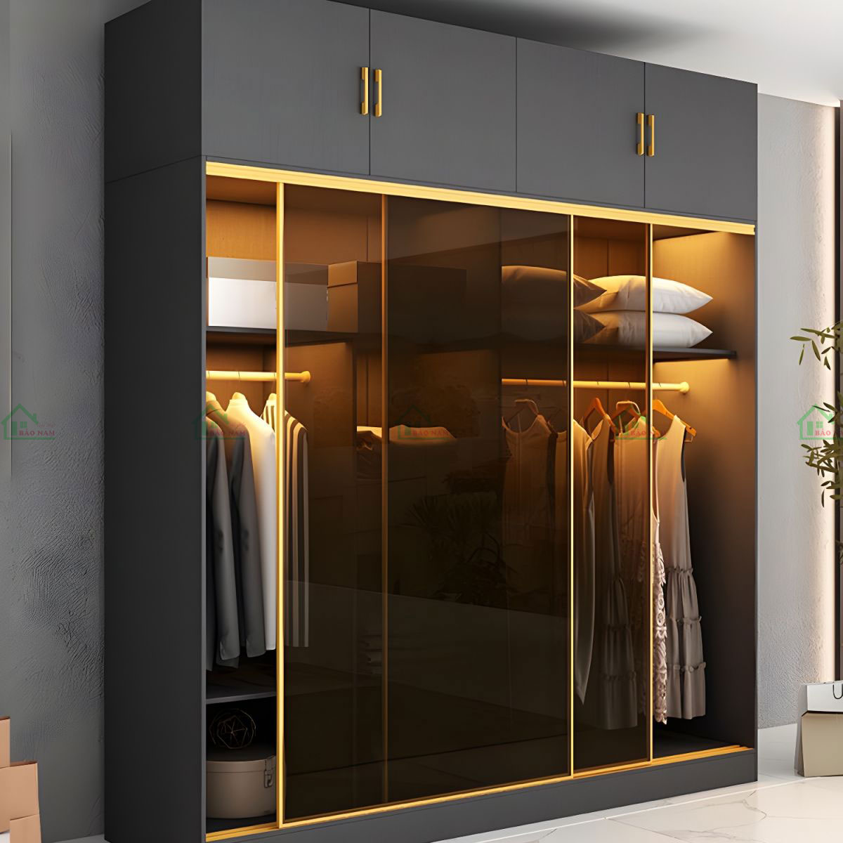 Tủ Quần Áo Nhôm Kính Cửa Lùa TK51