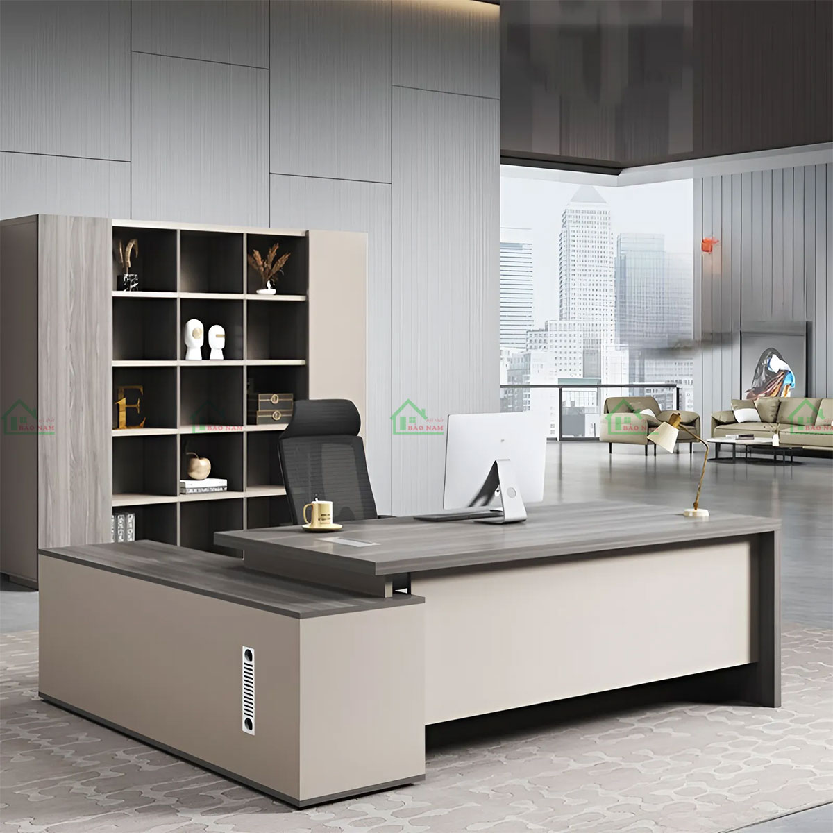 Bàn Làm Việc Chữ L Có Tủ Phụ Hiện Đại Đẹp PLV10