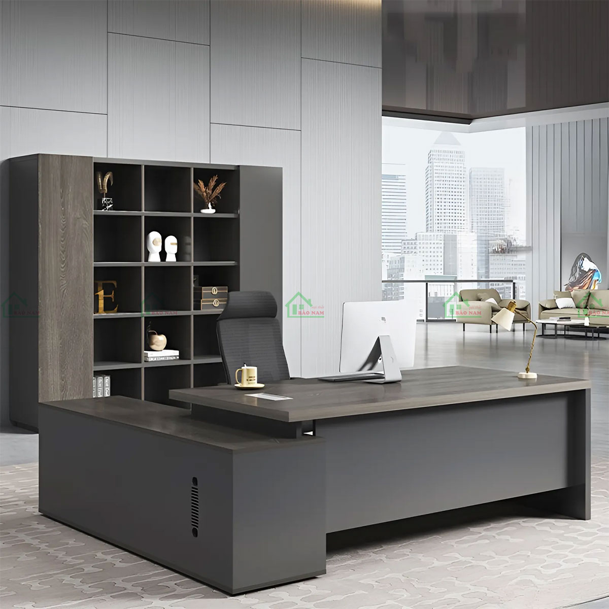 Bàn Làm Việc Giám Đốc Gỗ MDF Đẹp Hiện Đại PLV12