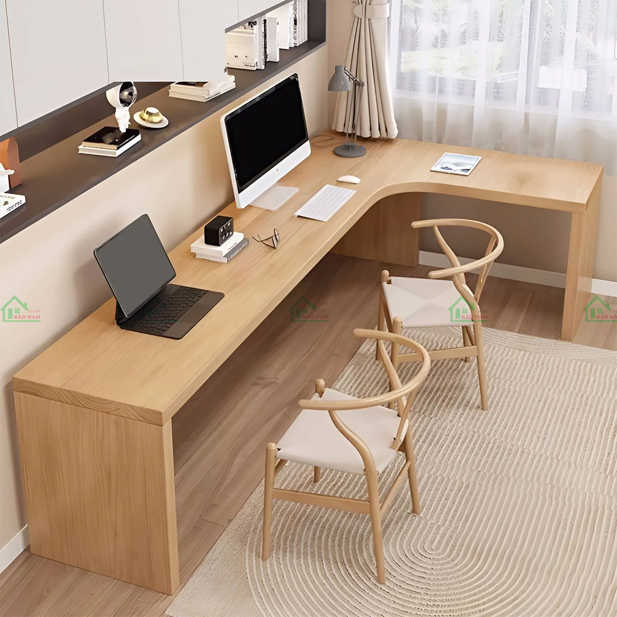 Thiết kế chữ L độc đáo, tạo không gian làm việc linh hoạt và hiện đại
