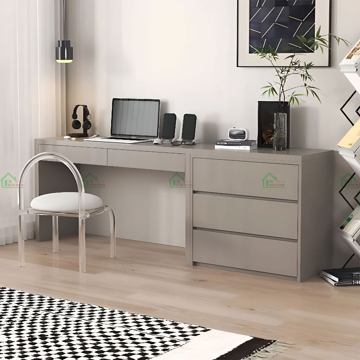 Sử dụng tone màu trung tính như trắng, be, giúp tăng cảm giác thoáng đãng và dễ phối hợp với các phong cách nội thất khác.