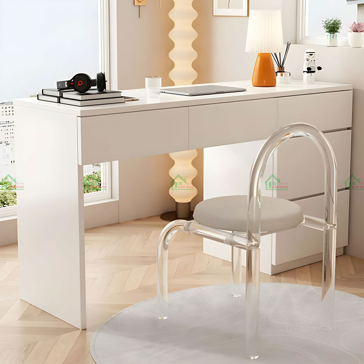 Sử dụng chất liệu gỗ MDF cao cấp, bền đẹp và dễ vệ sinh.