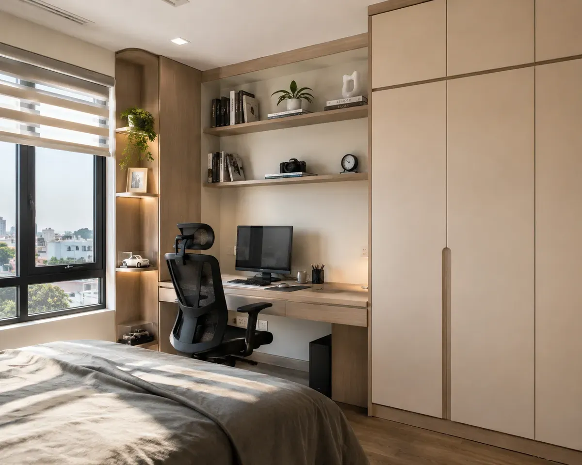Góc làm việc trong phòng ngủ hiện đại