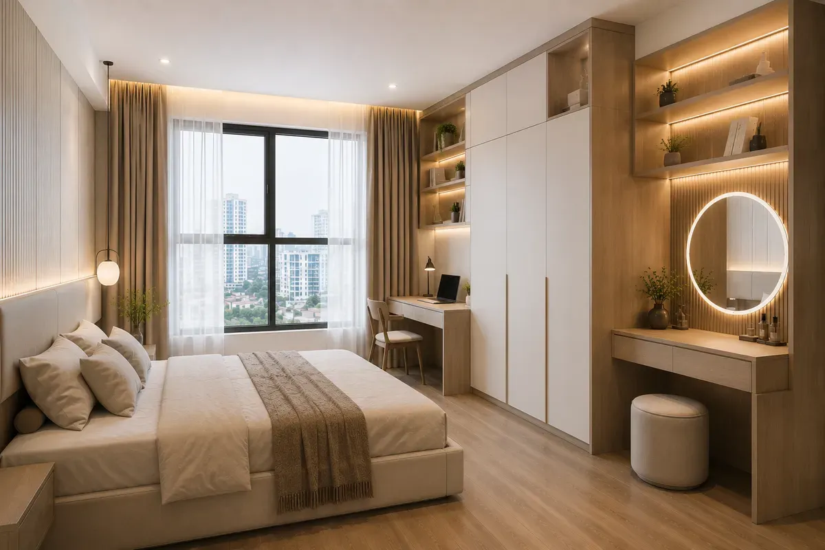Thiết kế bàn đa năng giúp tối ưu diện tích và đáp ứng nhiều nhu cầu sử dụng.