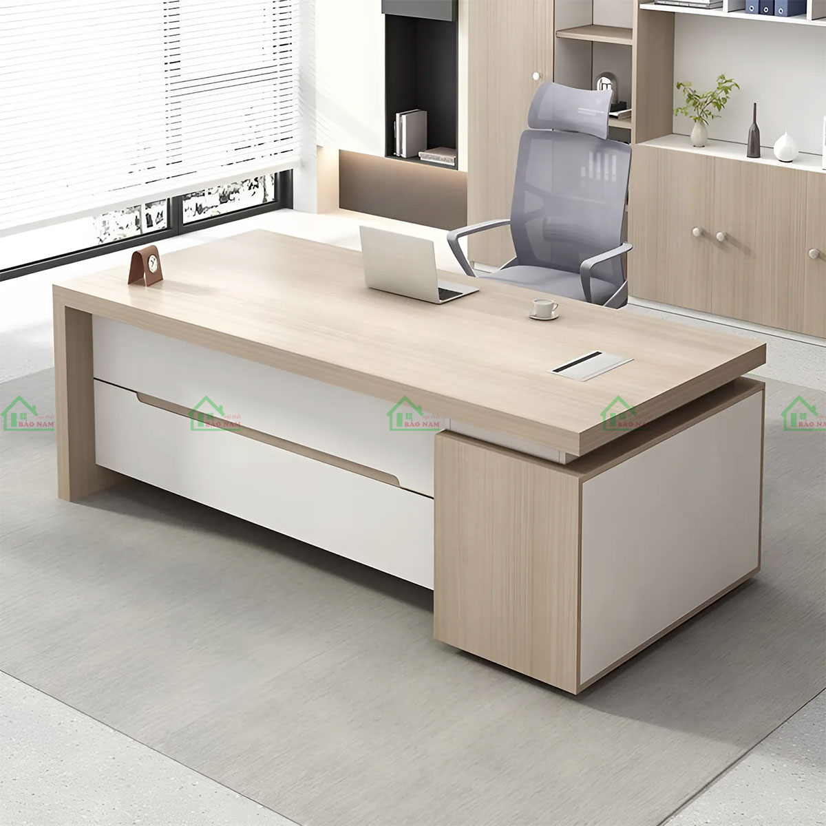 Bàn Làm Việc Văn Phòng Gỗ Công Nghiệp Hiện Đại PLV15
