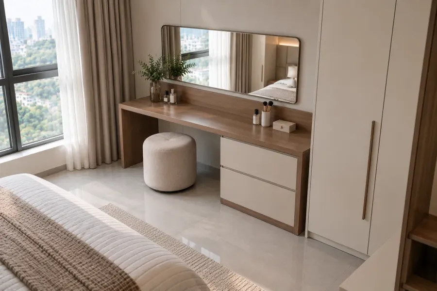 Vị trí lắp đặt thực tế là cơ sở để cân đối chiều dài bàn và khoảng sử dụng xung quanh.