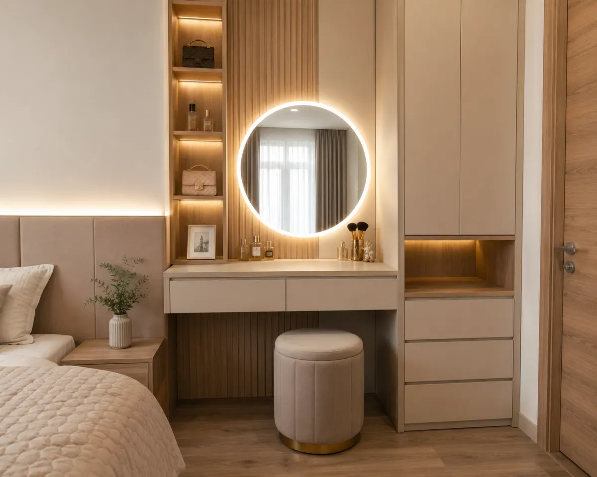 Bàn trang điểm hiện đại tích hợp lưu trữ