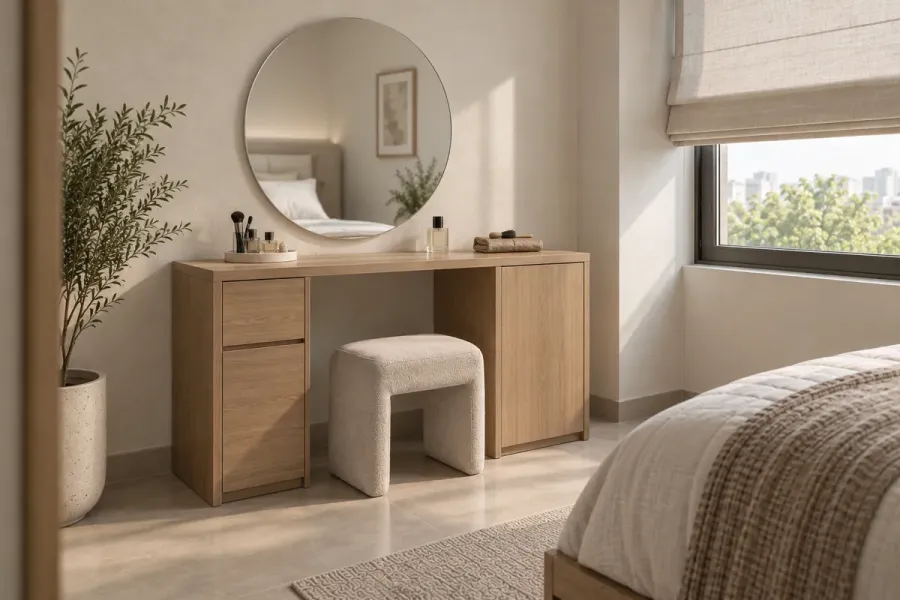 Đồ dùng thường xuyên có thể để trên mặt bàn, trong khi hai bên đảm nhiệm phần cần cất kín.