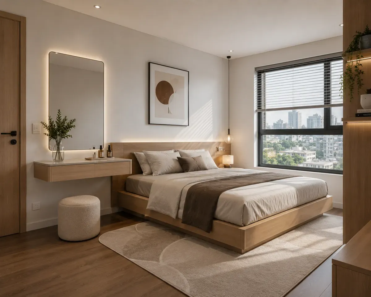 Thiết kế tối giản phù hợp với các phòng ngủ hiện đại và Scandinavian.