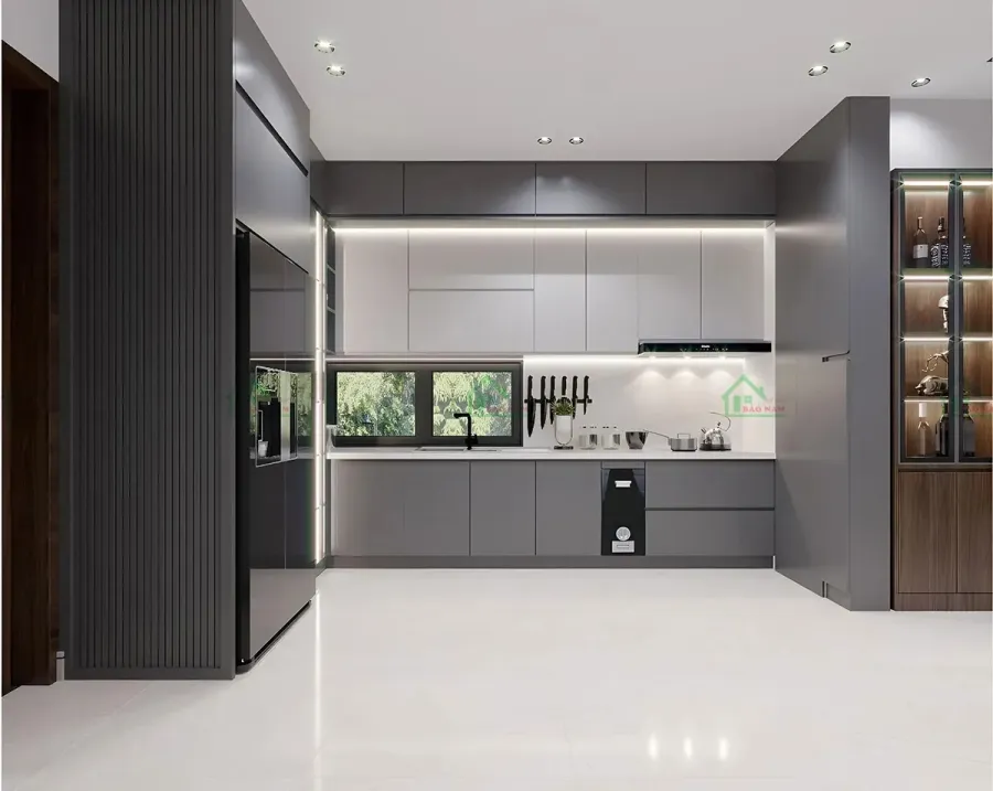 Tủ bếp gỗ công nghiệp phù hợp với nhiều phân khúc ngân sách và phong cách thiết kế hiện đại.
