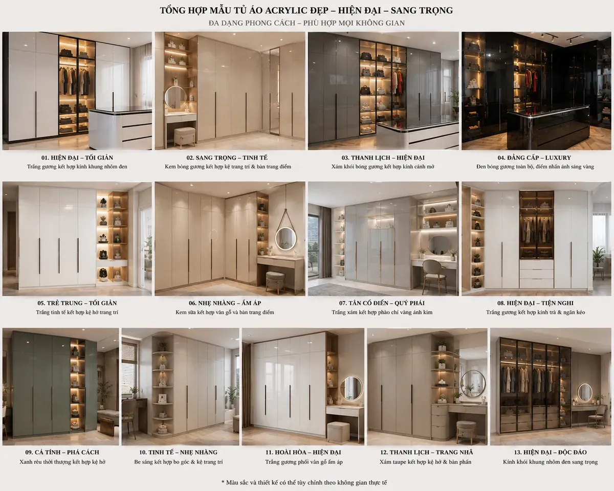 Chi phí thi công tủ Acrylic phụ thuộc vào vật liệu và thiết kế thực tế