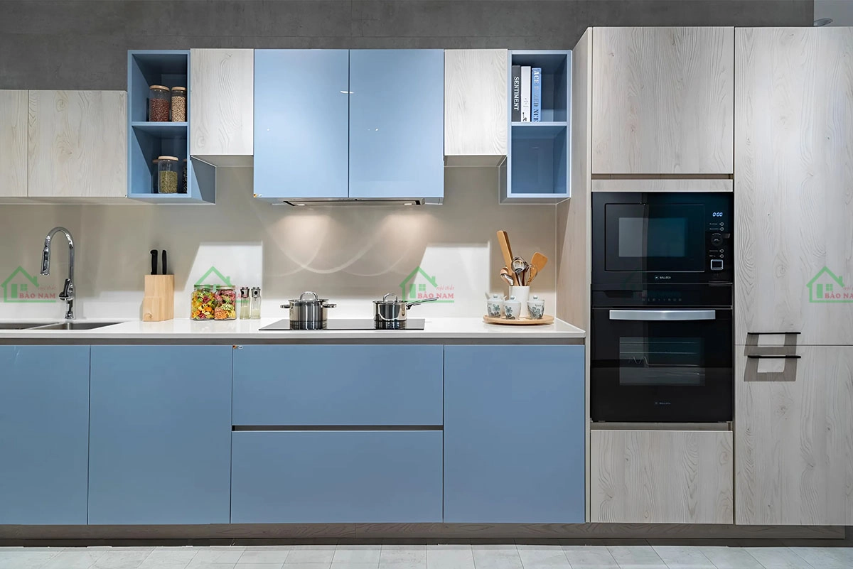 Thiết kế tủ bếp gỗ đẹp hiện đại với đa dạng màu sắc