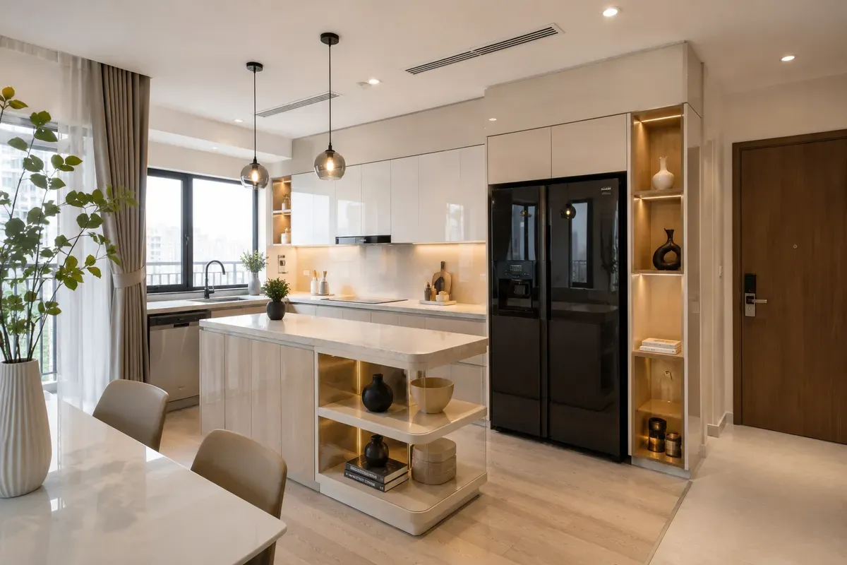 Các mẫu tủ bếp được thiết kế theo kích thước, vật liệu và nhu cầu sử dụng thực tế