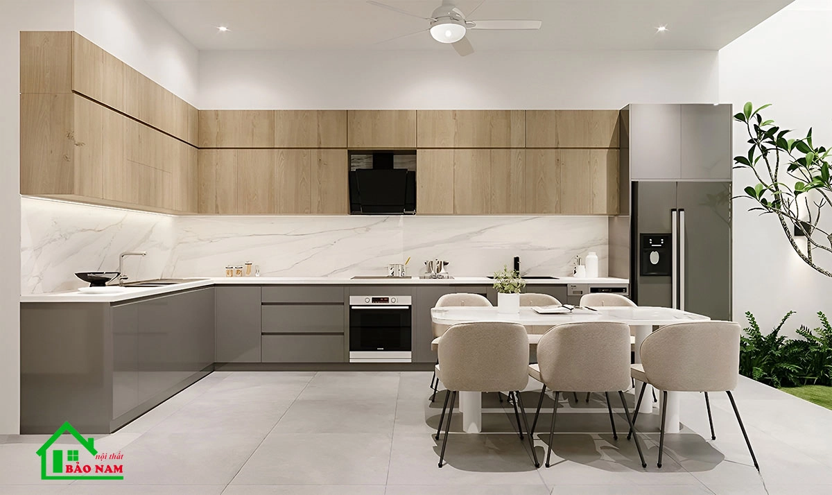 Mẫu tủ bếp đẹp cho nhà phố phong cách hiện đại