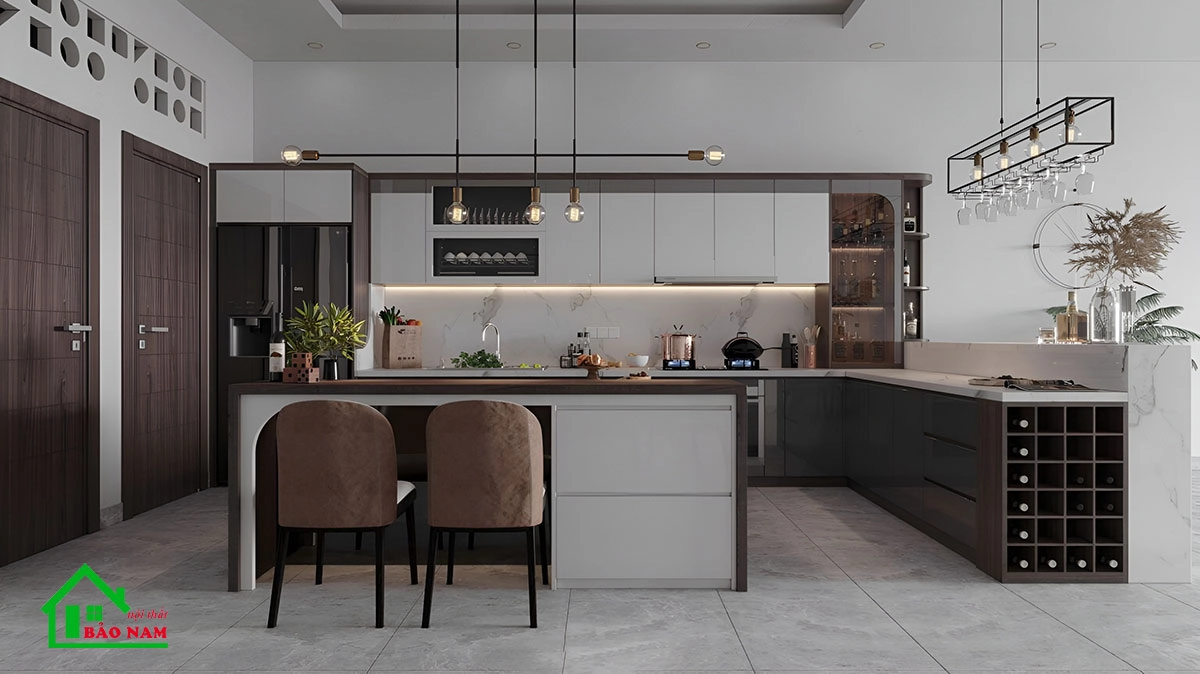 Tủ bếp acrylic đẹp sang trọng 
