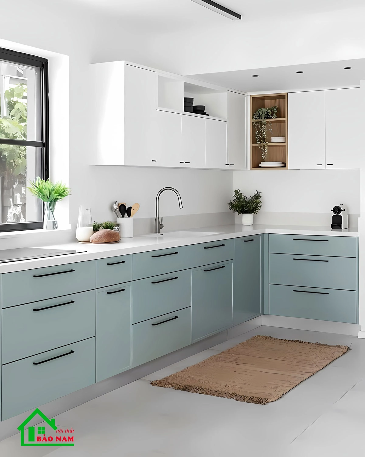 Mẫu nhà bếp đẹp với tông màu pastel nổi bật