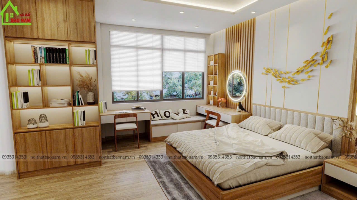Thiết kế hiện đại, tinh tế với sự kết hợp hài hòa giữa gỗ và các chất liệu cao cấp khác.
