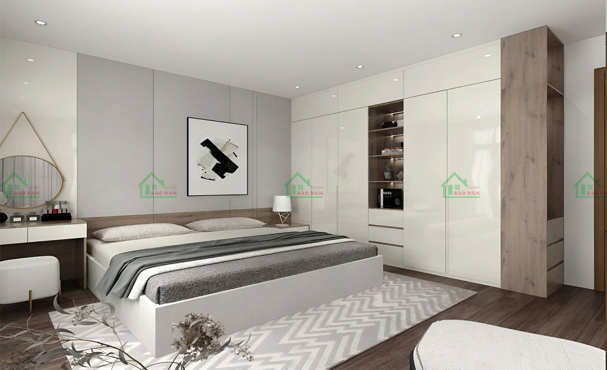 Bộ Nội Thất Phòng Ngủ Gỗ Công Nghiệp MDF Đẹp Hiện Đại PN46