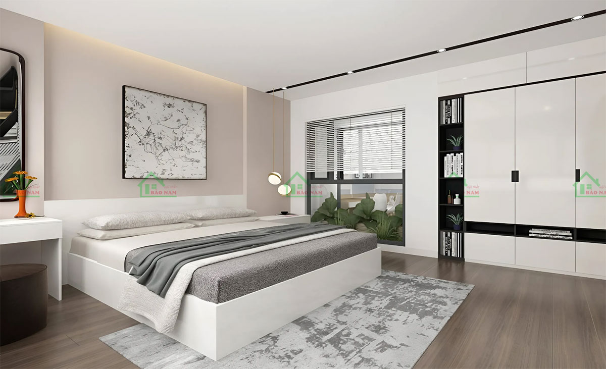 Sử dụng vật liệu gỗ công nghiệp MDF bền, đẹp cho Bộ phòng ngủ PN47